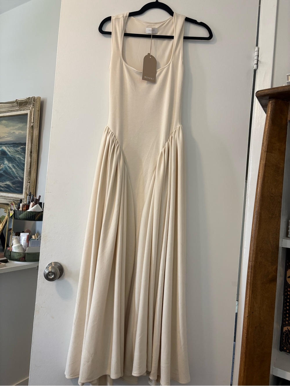 Elegant Ivory Square-Neck Midi Dress - Picture 3 of 3
